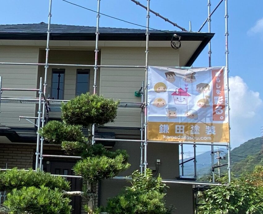 鎌田塗装様_メッシュターポリン現場シート事例