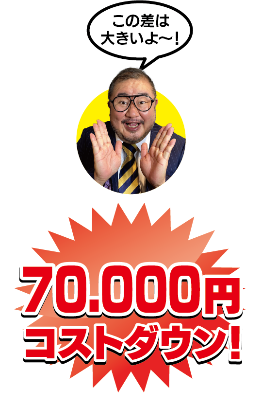 70,000円コストダウン